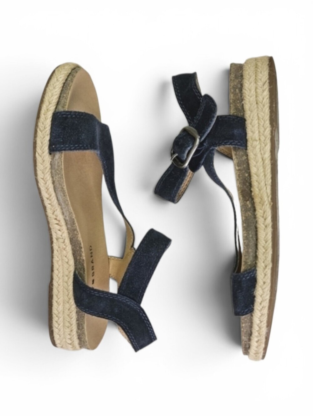 Lucky Brand Gabrien Espadrille Sandals Blue Tan Suede Size 6 - Picture 8 of 11